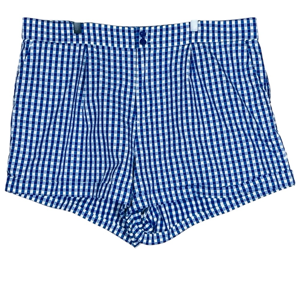 Unique Vintage 3X/20 Gingham Pattern High Rise Shorts in Blue and White. - Picture 16 of 16